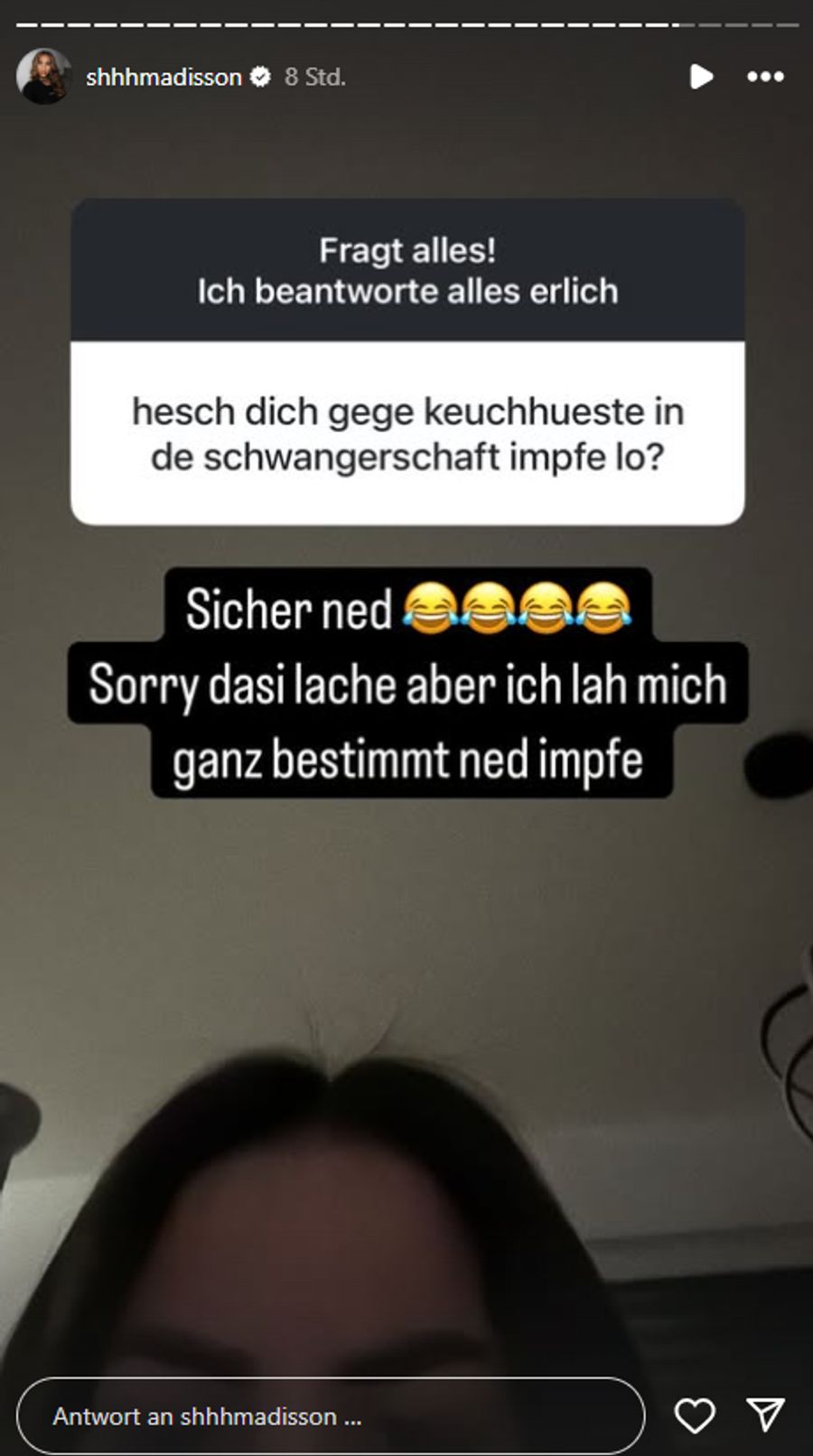 Auch sie selbst hat sich nicht gegen Keuchhusten pieksen lassen.