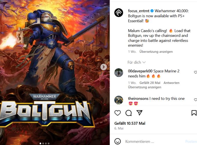 «Warhammer 40,000: Boltgun» ist eines der Gratis-Spiele für Nutzer von PS Plus. ps plus