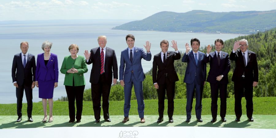 Erst winkte er noch freundlich für Familienbild - dann liess Trump 2018 am Ende den G7-Gipfel scheitern, indem er seine Zustimmung zur Abschlusserklärung zurückzog. (Archivbild)