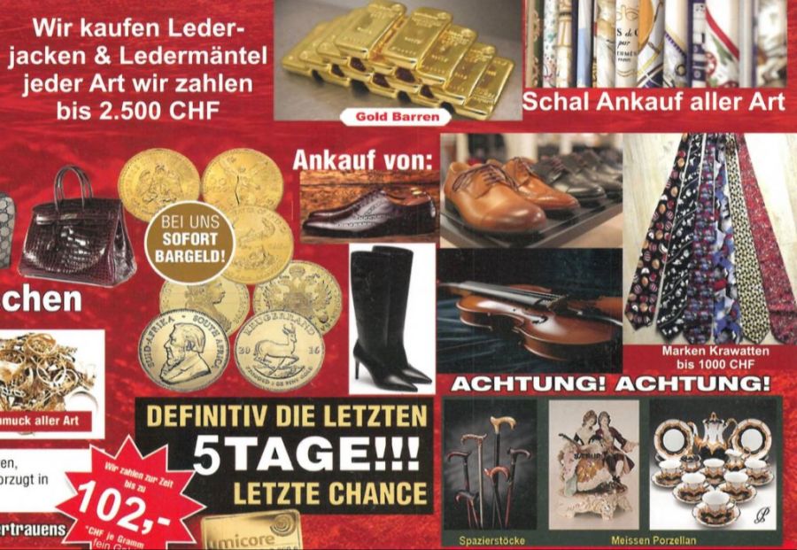 Flyer eines Altgoldhändlers