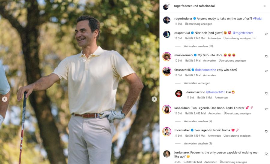 Auch Roger Federer strahlt über das ganze Gesicht.