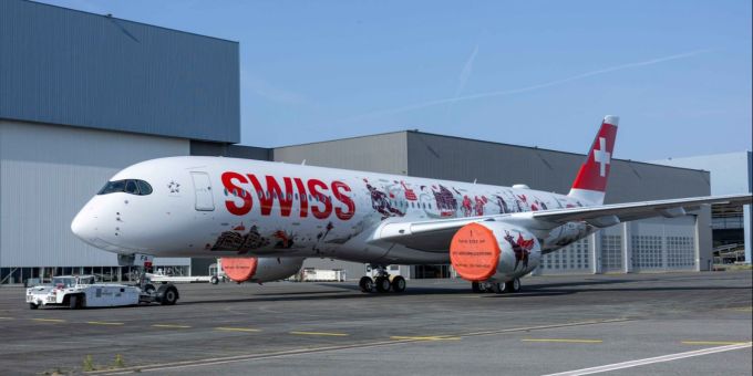Der neue A350-900 Airbus von Swiss. swiss a350