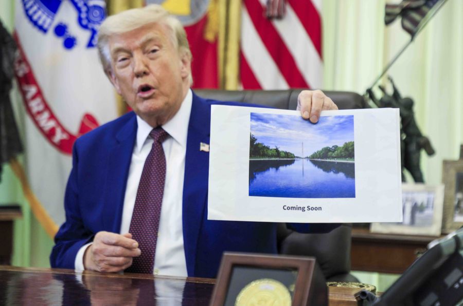 Anfang Juni stellte US-Präsident Donald Trump die Renovierung des Reflecting Pools vor.