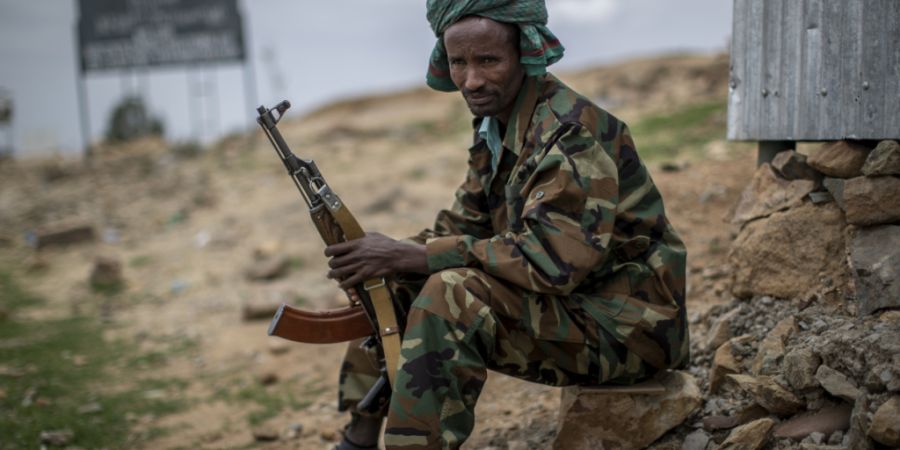 ARCHIV - Ein Kämpfer der Tigray People's Liberation Front (TPLF). Foto: Ben Curtis/AP/dpa/Archivbild