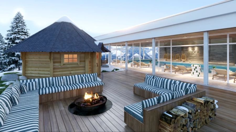 Hotel Schwimmbad Terrasse Holz