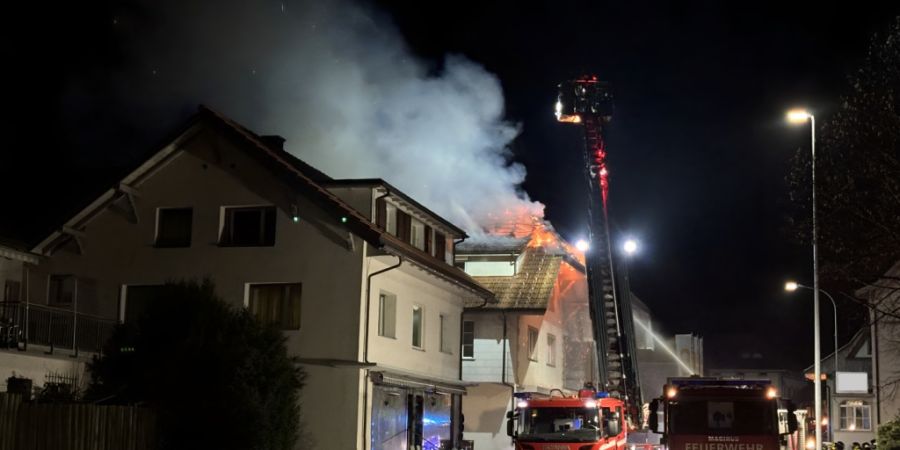 Das Feuer brach im Dachstock eines Mehrfamilienhauses aus.