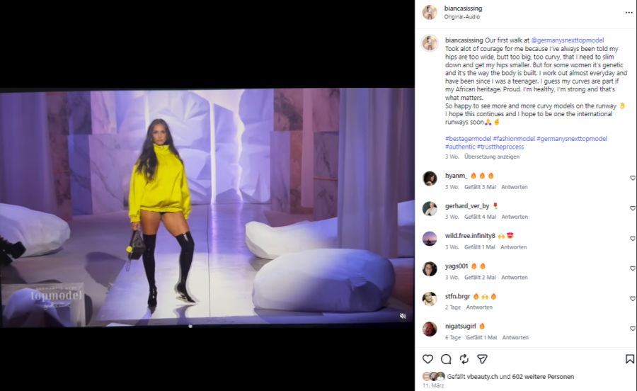 Für ihren Catwalk erhielt Sissing meistens Komplimente.