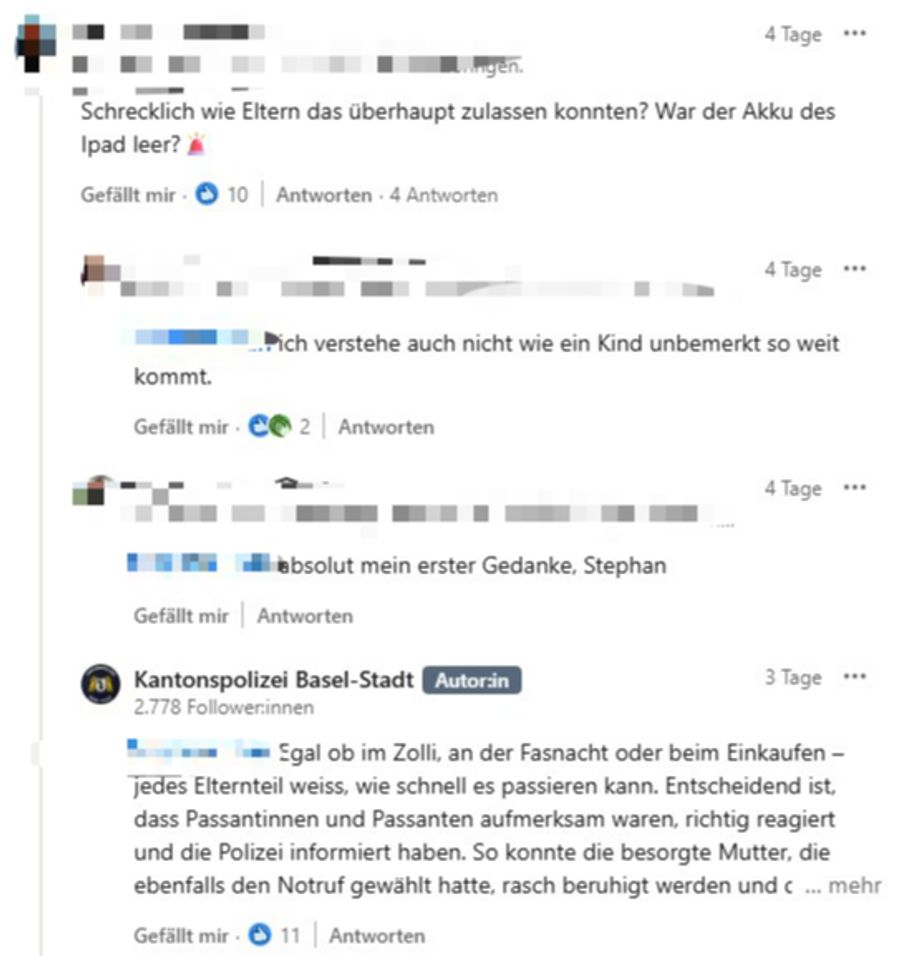 Dass nun eine Mutter dabei ihr Kind (3) aus den Augen verloren hat, wird von Unbeteiligten via Kommentarfunktion auf Instagram und Co. kritisiert.