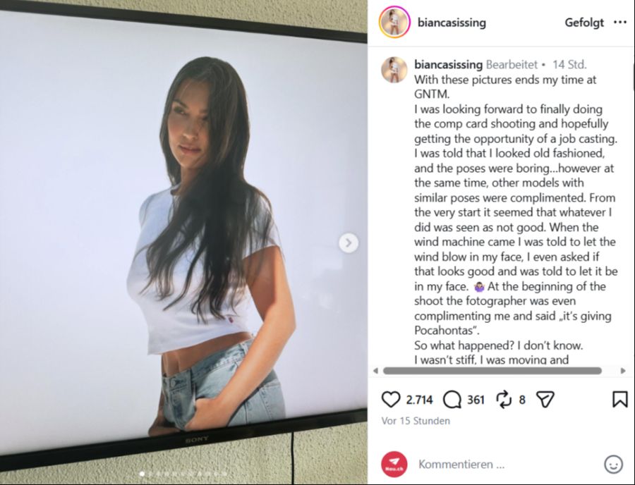 Emotionaler Abschied: Bianca Sissing teilt ihre letzten «GNTM»-Bilder auf Instagram: «Mit diesen Bildern endet meine Zeit bei GNTM.»