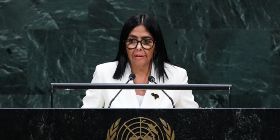 Delcy RodrÌguez, amtierende Pr‰sidentin Venezuelas, h‰lt im UN-Hauptquartier eine Rede vor der 81. Sitzung der Generalversammlung der Vereinten Nationen. Foto: Frank Frankl...