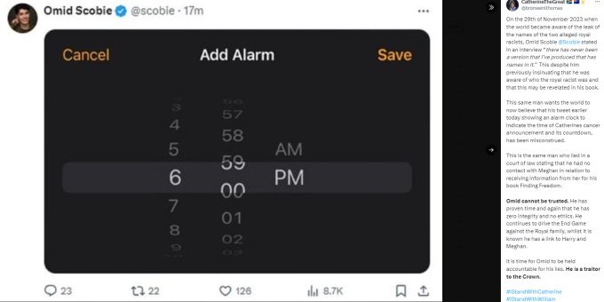 Diesen Countdown teilte Omid Scobie auf seinem X-Account. Mittlerweile hat er ihn gelöscht. Omid Scobie