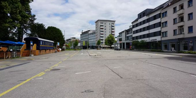 Nicht mehr benötigter Teil der Badenerstrasse im Zentrum von Schlieren.