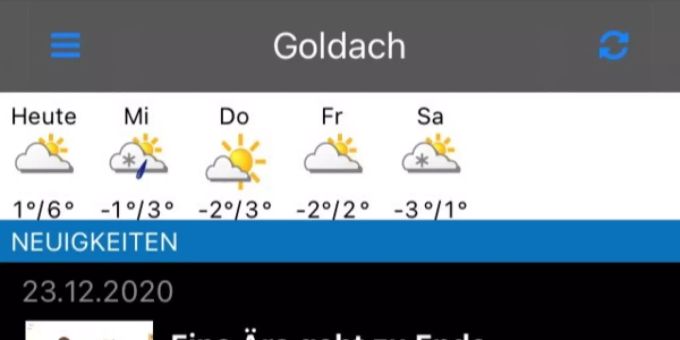 Die Goldacher Gemeinde-App wird per 31. Dezember 2020 eingestellt.