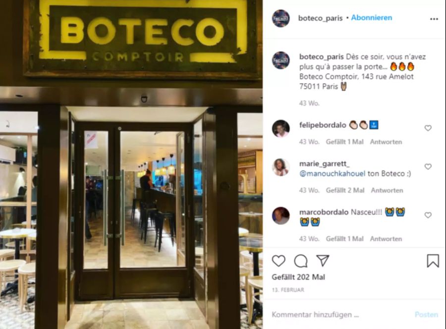 Das BOTECO in Paris entspricht dem Geschmack von Neymar.