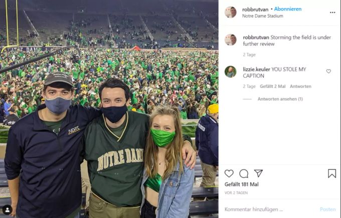 Die euphorischen Notre-Dame-Fans trugen zumindest Masken. Notre Dame