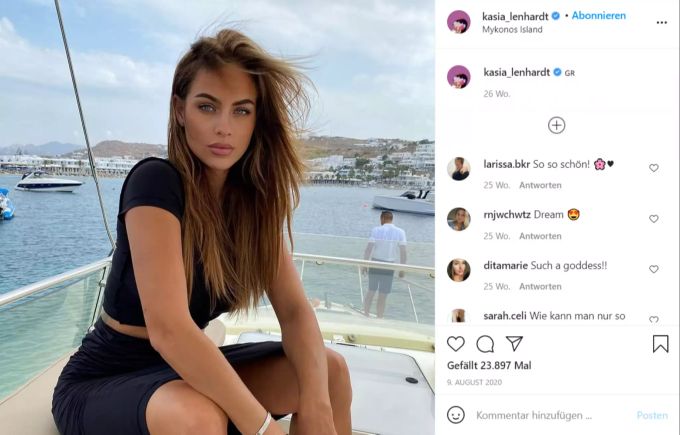 Kasia Lenhardt im August 2020 auf Mykonos. Jérôme Boateng