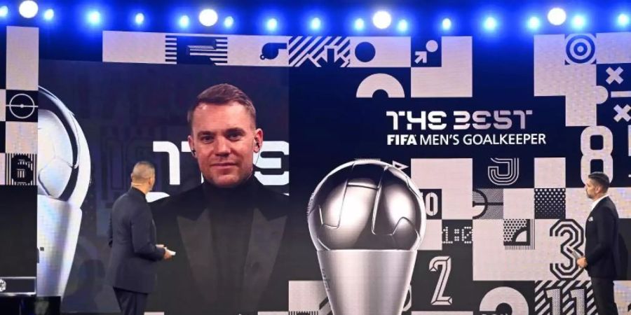 Wurde als Welttorhüter 2020 ausgezeichnet: Bayern-Keeper Manuel Neuer. Foto: Valeriano Di Domenico/POOL FIFA/Getty/dpa
