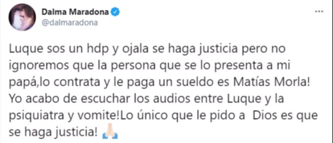 Dalma Maradona äussert sich zu den vermeintlichen Audio-Dateien von Leopoldo Luque. Diego Maradona