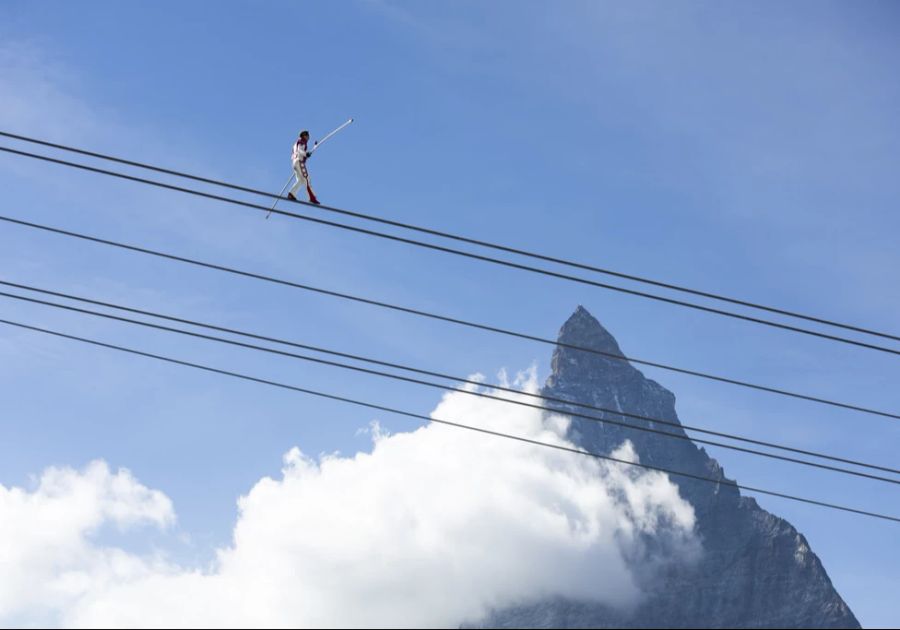 Freddy Nock bei der Einweihungsfeier der 3S-Seilbahn in Zermatt im Wallis.