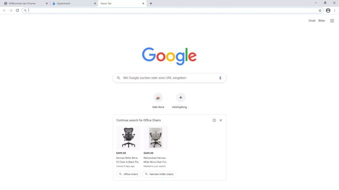 Google Chrome Canary Werbung