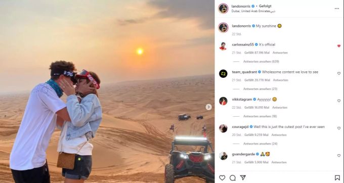 Wüstentour statt Formel 1: McLaren-Star Lando Norris geniesst die Winterpause in Dubai – und das nicht allein. Lando Norris Formel 1