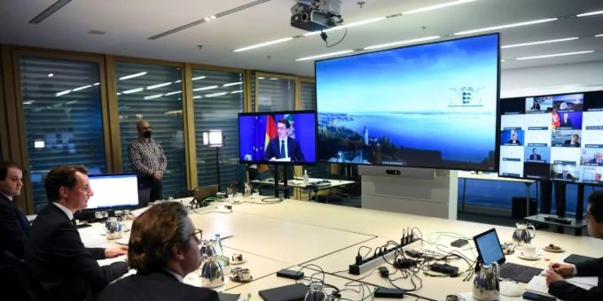 NRW-Ministerpräsident Wüst bei Video-MPK NRW-Ministerpräsident Wüst bei Video-MPK