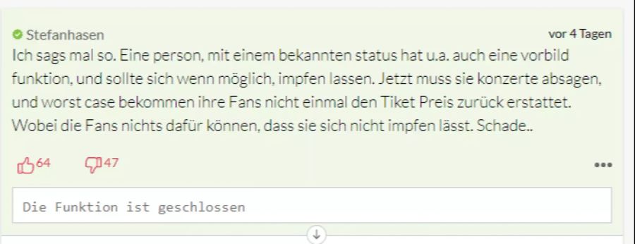 Dieser User appeliert an Beatrice Eglis Vorbildfunktion.