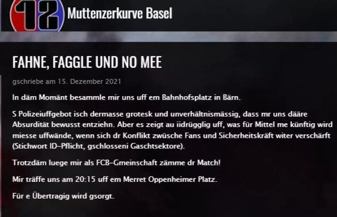 Die Fans des FC Basel ziehen sich aus Bern zurück. FC Basel
