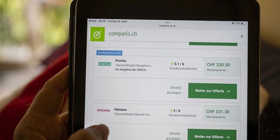 Eine neue Analyse des Online-Vergleichdienstes Comparis zeigt, dass im kommenden Jahr viele 40 Prozent und mehr sparen können. (Archivbild)