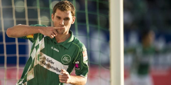Philipp Muntwiler nach einem Tor für den FC St.Gallen. (Archivbild) FC St.Gallen