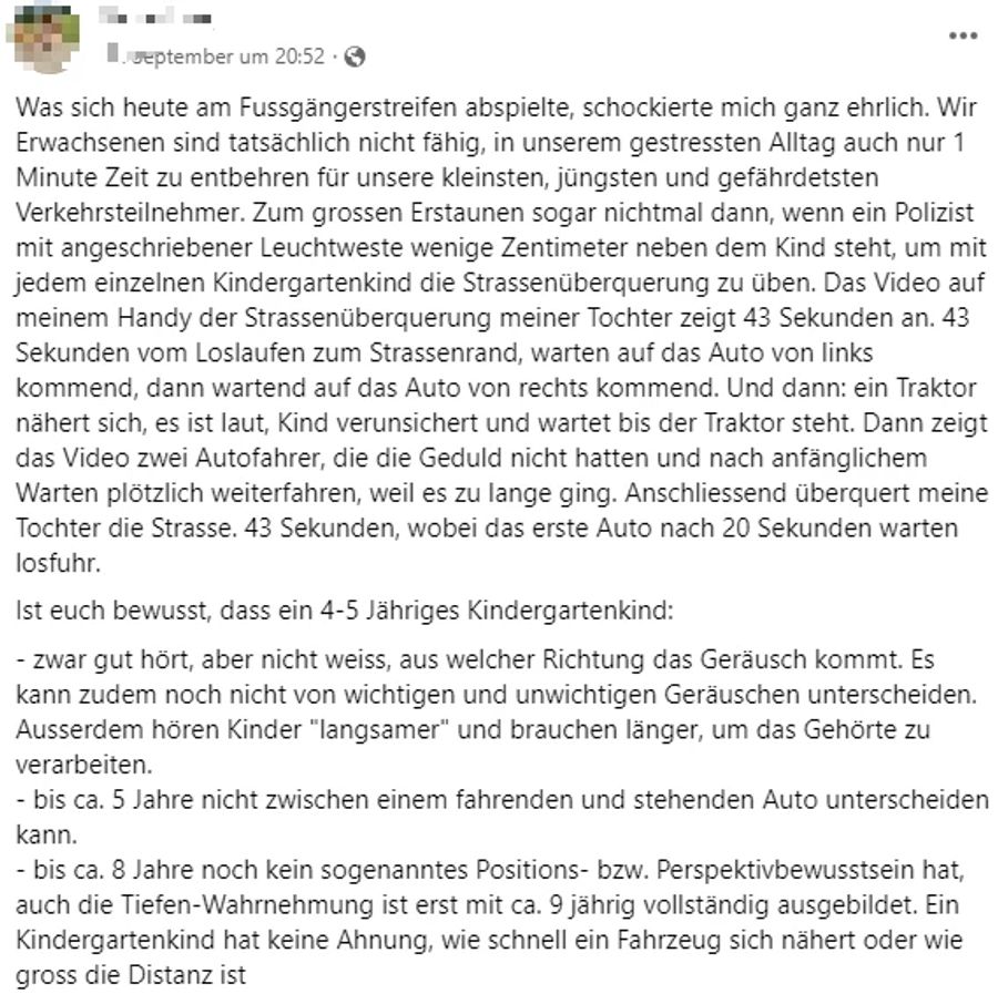 Die Mutter schildert, was sich am Fussgängerstreifen zugetragen hatte.