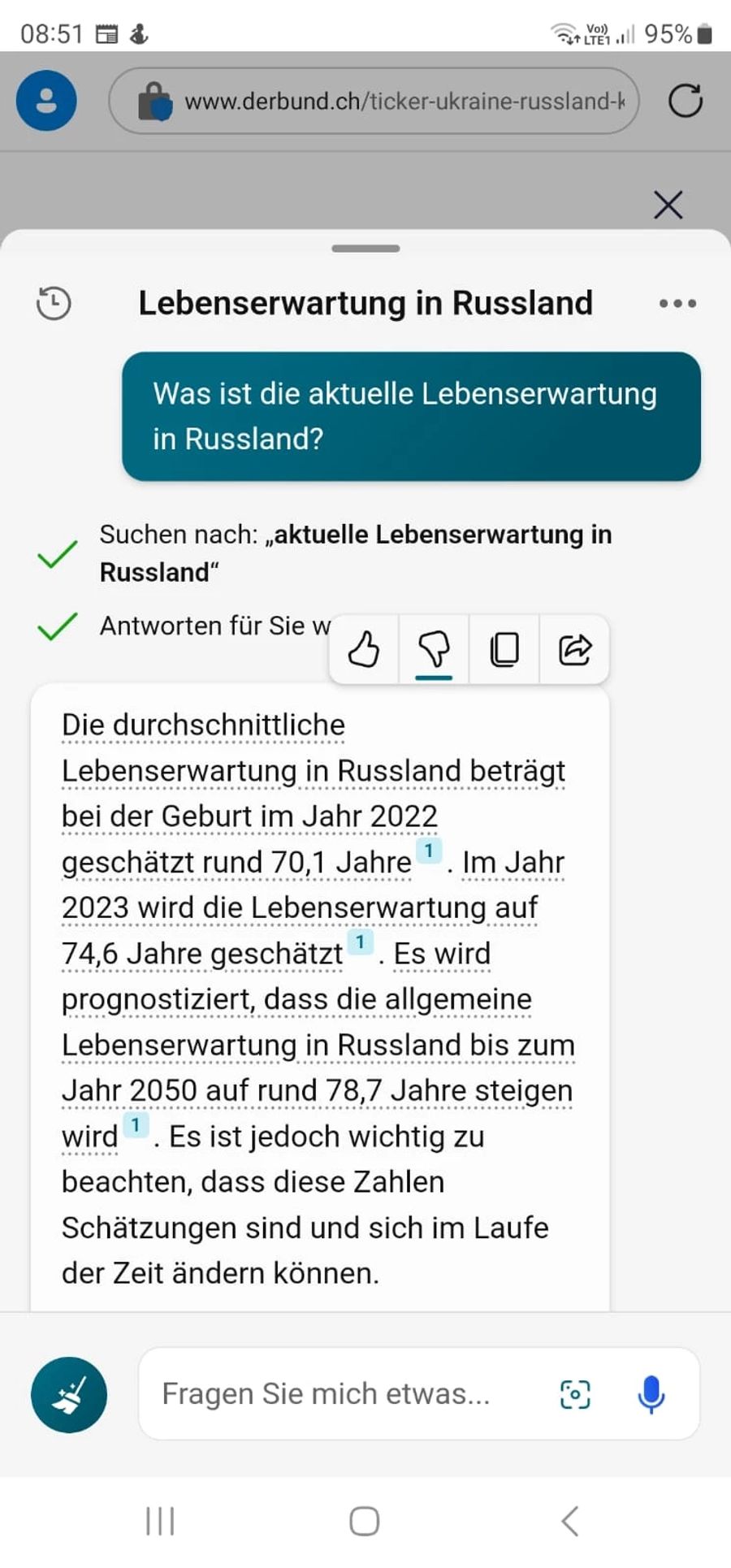 Die Lebenserwartung in Russland ist in diesem Jahr ausserdem rapide gestiegen.