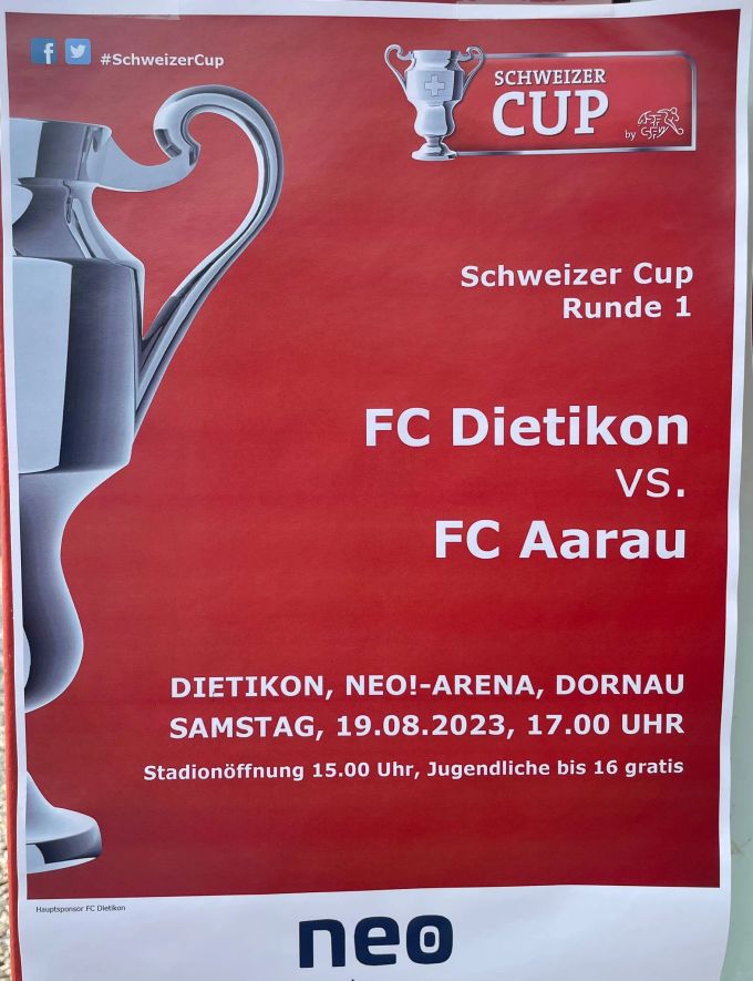 Der FC Dietikon freut sich auf die Affiche gegen den FC Aarau. FC Dietikon