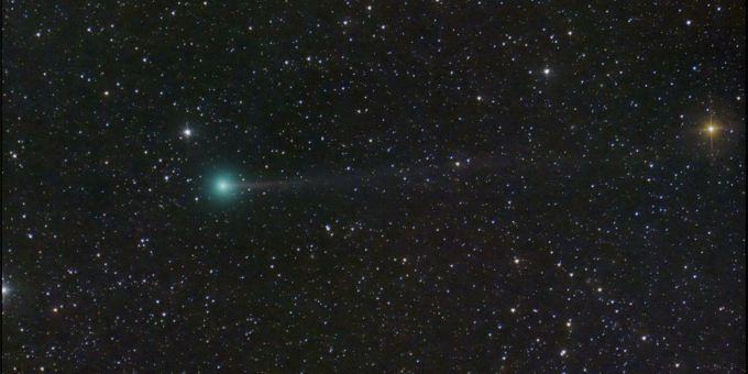 Der Komet C/2023 (grün), auch «Nishimura» genannt. Komet