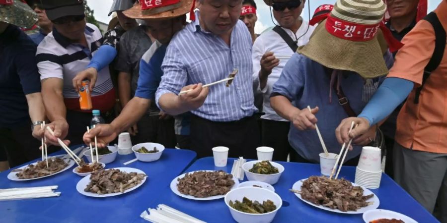 Züchter in Seoul demonstrieren für Hundefleischkonsum