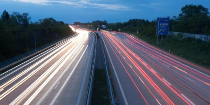 Blick auf die A6. schwerer unfall A6