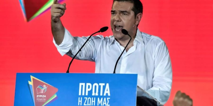 Alexis Tsipras bei Kundgebung in Athen
