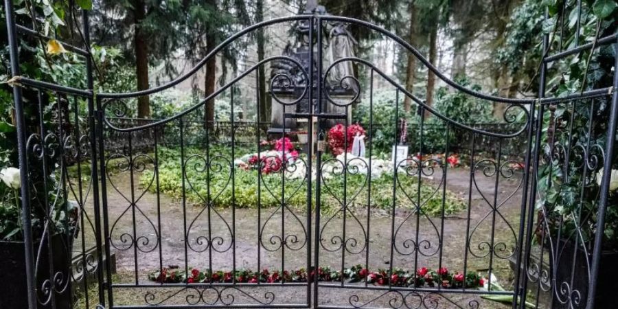 Die Grabstätte von Jan Fedder auf dem Ohlsdorfer Friedhof. Foto: Markus Scholz/dpa