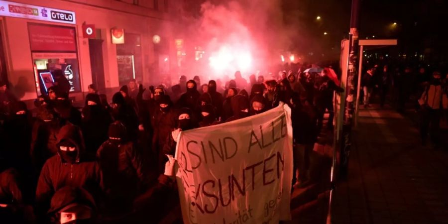 Demonstranten in Leipzig.