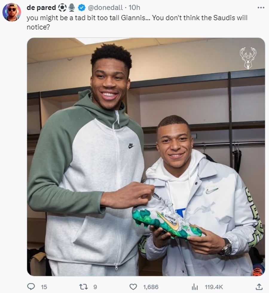 Allerdings ist Giannis Antetokounmpo ganze 35 Zentimeter grösser als Kylian Mbappé.