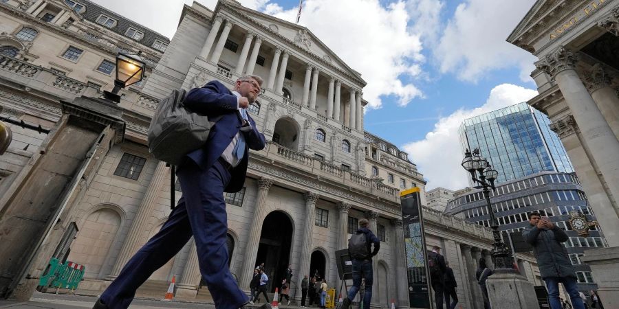 Blick auf die Bank of England im Londoner Finanzviertel.