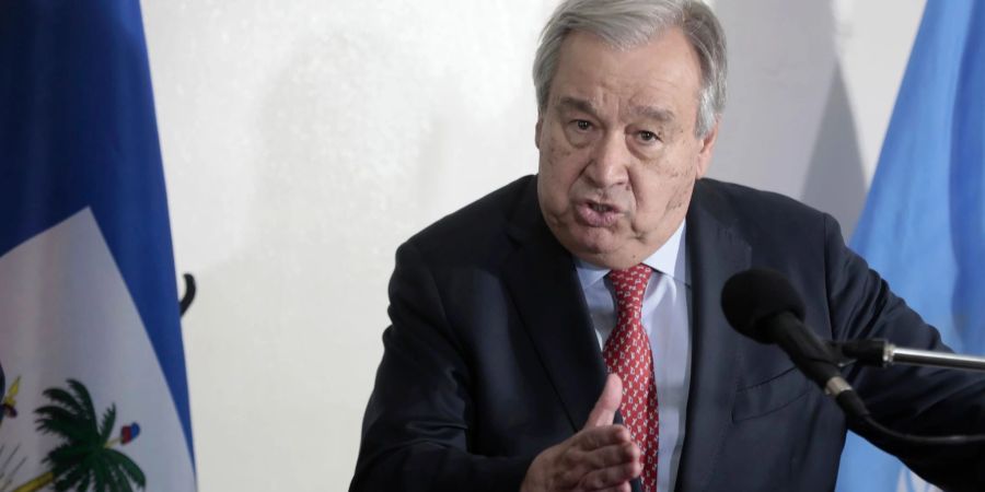 Antonio Guterres, UN-Generalsekretär, während einer Pressekonferenz in Port-au-Prince, Haiti.