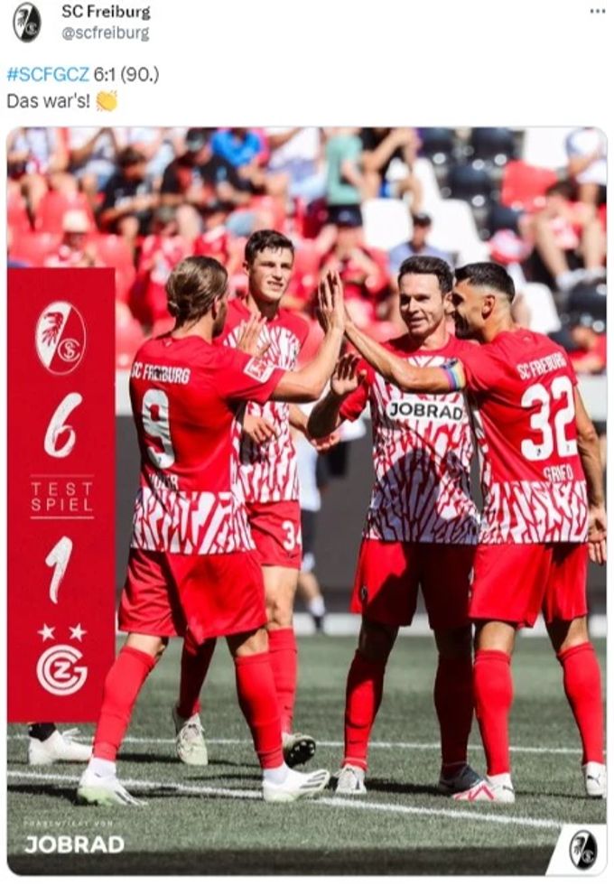 Der SC Freiburg freut sich über den 6:1-Sieg gegen GC. GC