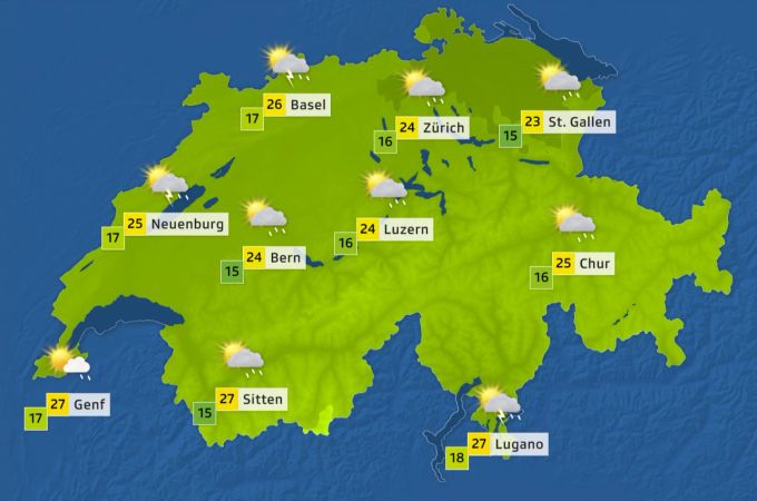 Gewitter, Regen und etwas Sonne gibt es auch am kommenden Samstag. Gewitter Sonne Regen Wetter