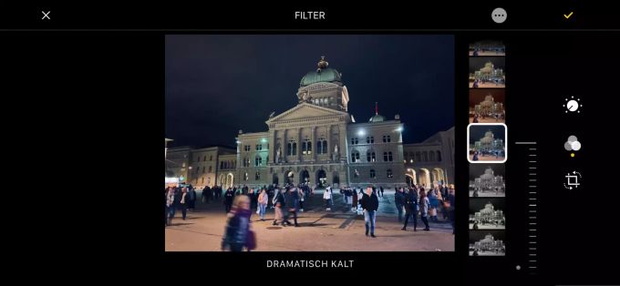 Ein Screenshot aus der integrierten Bildbearbeitungssoftware. Das Foto wurde ebenfalls mit dem iPhone 11 aufgenommen. iPhone 11