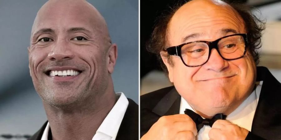 Die Party-Crasher: Dwayne Johnson und Danny DeVito. Foto: R.Shotwell/J.Kalaene/AP/dpa
