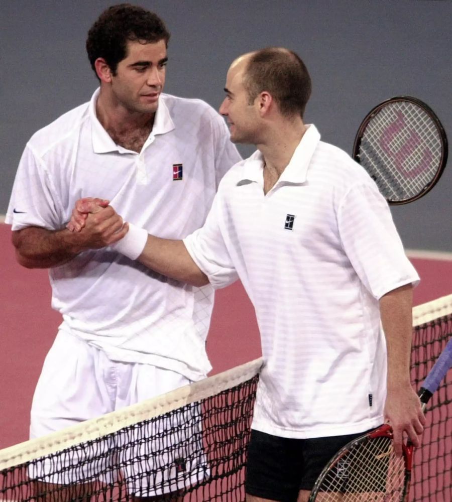 Das Duell der Giganten am ATP World Championship 1999 in Hannover. Pete Sampras (l.) schlug damals Andre Agassi (r.).