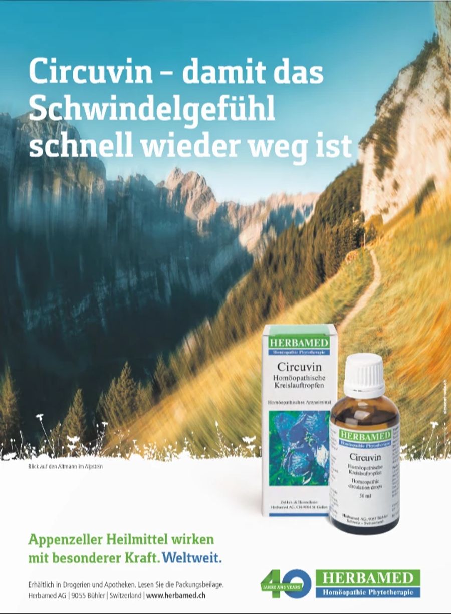 Der Appenzeller Homöopathie-Hersteller Herbamed wirbt mit dem Satz: «Circuvin – damit das Schwindelgefühl schnell wieder weg ist.»