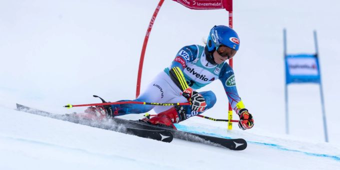 Mikaela Shiffrin ist die Schnellste im 1. Lauf. Mikaela Shiffrin