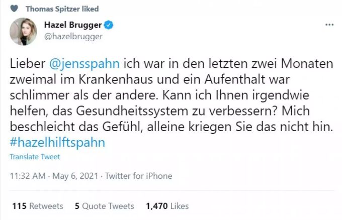 Hazel Brugger wettert gegen den deutschen Gesundheitsminister. hazel